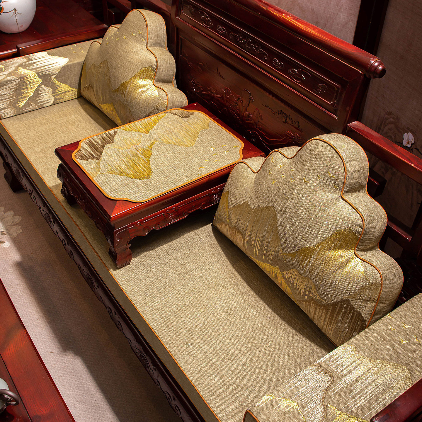 中式古典红木沙发椅子坐垫实木家具罗汉床座垫乳胶垫子定制套子