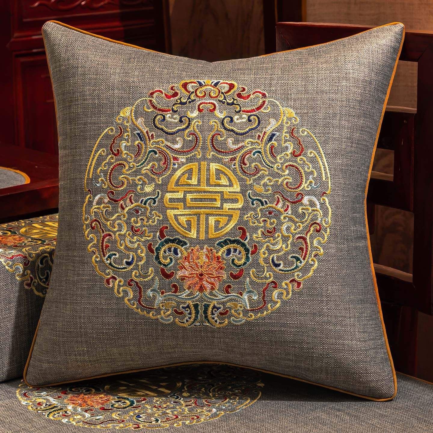 新中式抱枕靠垫沙发靠背垫中国风客厅靠枕床头护腰抱枕套含芯定制,居家布艺,腰靠垫,淘宝优惠券,粉丝福利购,淘宝优惠卷