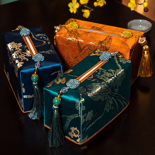 新中式复古风纸巾盒奢华家用客厅茶几摆件遥控器多功能抽纸收纳盒