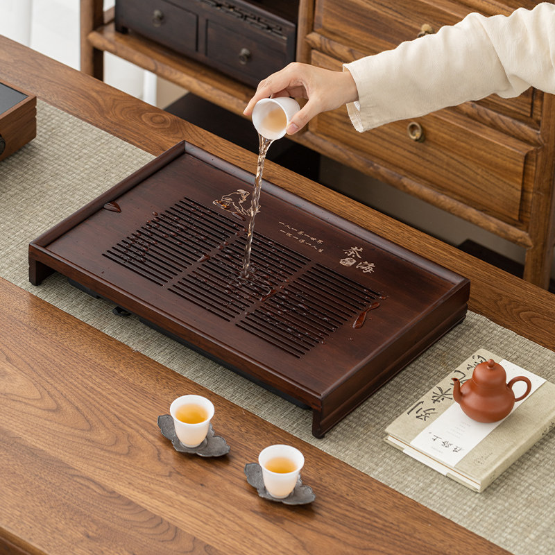 德化陶瓷【茶盘】排蓄两用/竹木/茶海/茶台/高密度/轻便泡茶