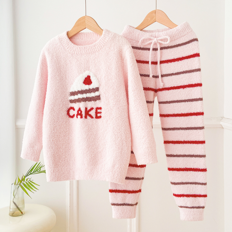 半边绒女童家居服睡衣秋冬季