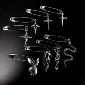 歌特风暗黑千禧辣妹火焰蛇骷髅人体十字架别针头饰鞋 饰包包小挂饰