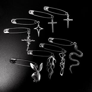 歌特风暗黑千禧辣妹火焰蛇骷髅人体十字架别针头饰鞋饰包包小挂饰