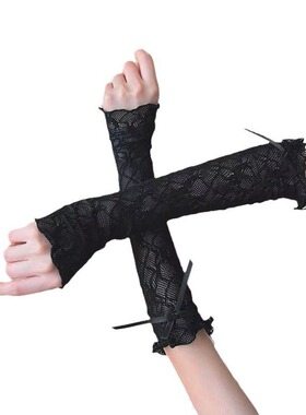 蝴蝶结蕾丝袖套JK女孩小腿套长筒洛丽塔蕾丝蝴蝶结防晒袖套