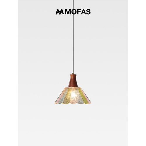 MOFAS法式复古彩色卧室床头裂纹玻璃餐厅吧台中古走廊过道小吊灯