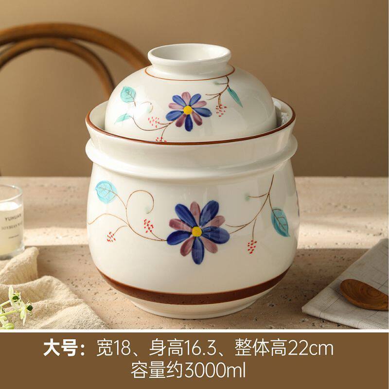 日式泡菜坛手绘釉彩四川