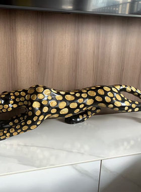 黑金款金钱豹摆件纯手工