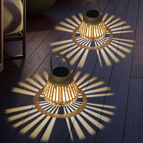 太阳能竹编灯笼小挂灯手提小夜灯中式阳台氛围灯庭院装饰吊灯桌面