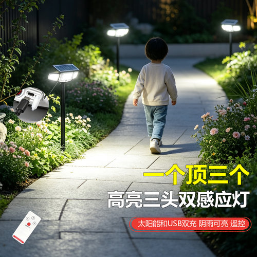 新款太阳能户外草坪灯别墅庭院造景布置防水花园景观灯感应地插灯