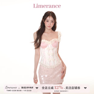 半身短裙 蕾丝边吊带抹胸上衣 甜梨呆呆花漾甜心套装 夏女2025新款