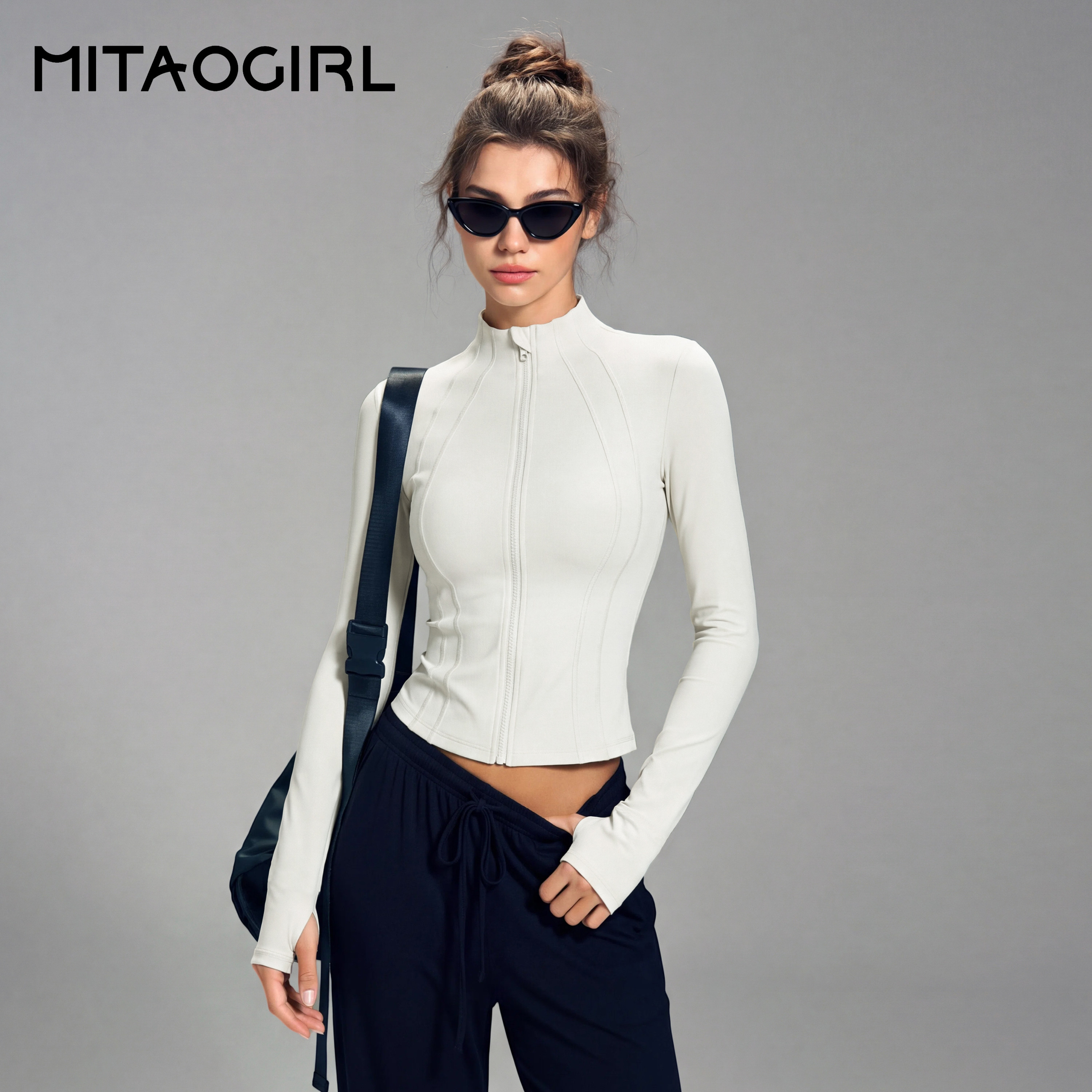 MITAOGIRL肯豆修身运动外套女长袖跑步训练健身衣显瘦休闲瑜伽服