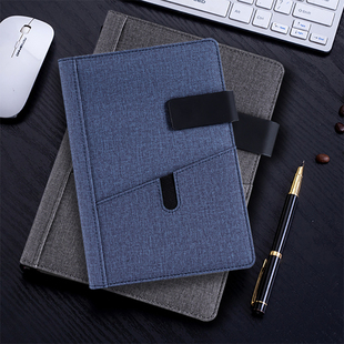 XD鑫都25K117皮面磁扣A5带兜袋子笔记本可定制封面工作会议记录本简约加厚本子高档B5记事文艺大学生日记本