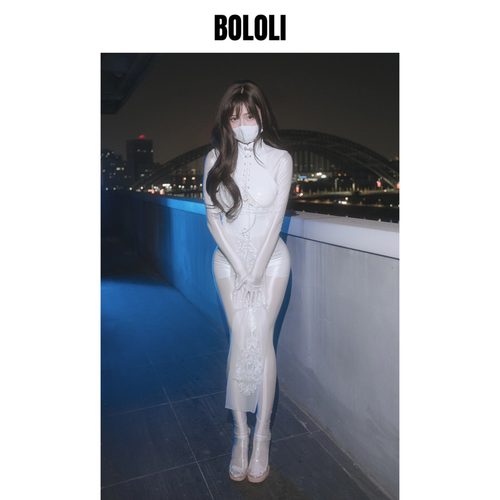 BOLOLI中华娘高叉蕾丝旗袍漆皮马油打底衣主播穿搭cosplay摄影会 - 封面