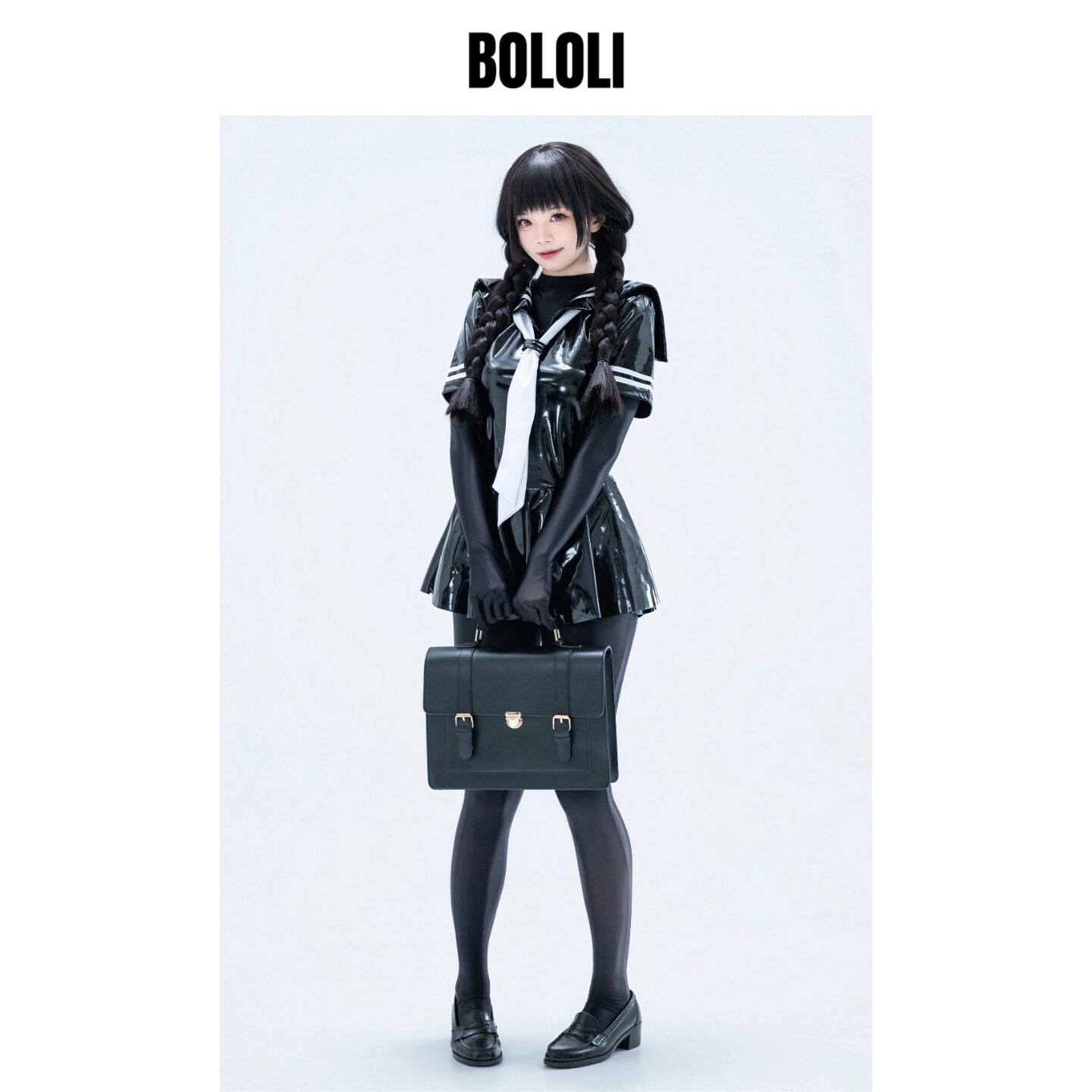 BOLOLI日本进口漆皮面料紧身复古JK制服连衣裙kigurumi摄影会穿搭