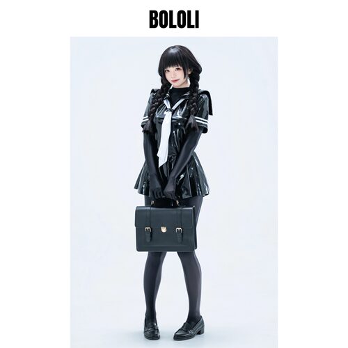 BOLOLI日本进口漆皮面料紧身复古JK制服连衣裙kigurumi摄影会穿搭