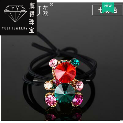 直播新款新鲜出炉咖啡色fq570施华小熊发绳 冲榜55元一个