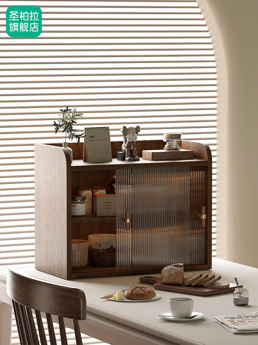 桌面水杯茶杯置物架小柜子餐桌餐边柜台面胡桃木置物架亚克力厨房,收纳整理,桌面收纳盒,淘宝优惠券,粉丝福利购,淘宝优惠卷