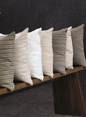 场iPower棉麻抱枕套靠垫套抱枕线条靠包客厅卧室百搭方形腰枕定制