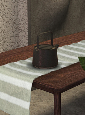 场iPower棉桌旗茶席茶旗柜旗床旗桌布双面流苏马卡龙色系定制