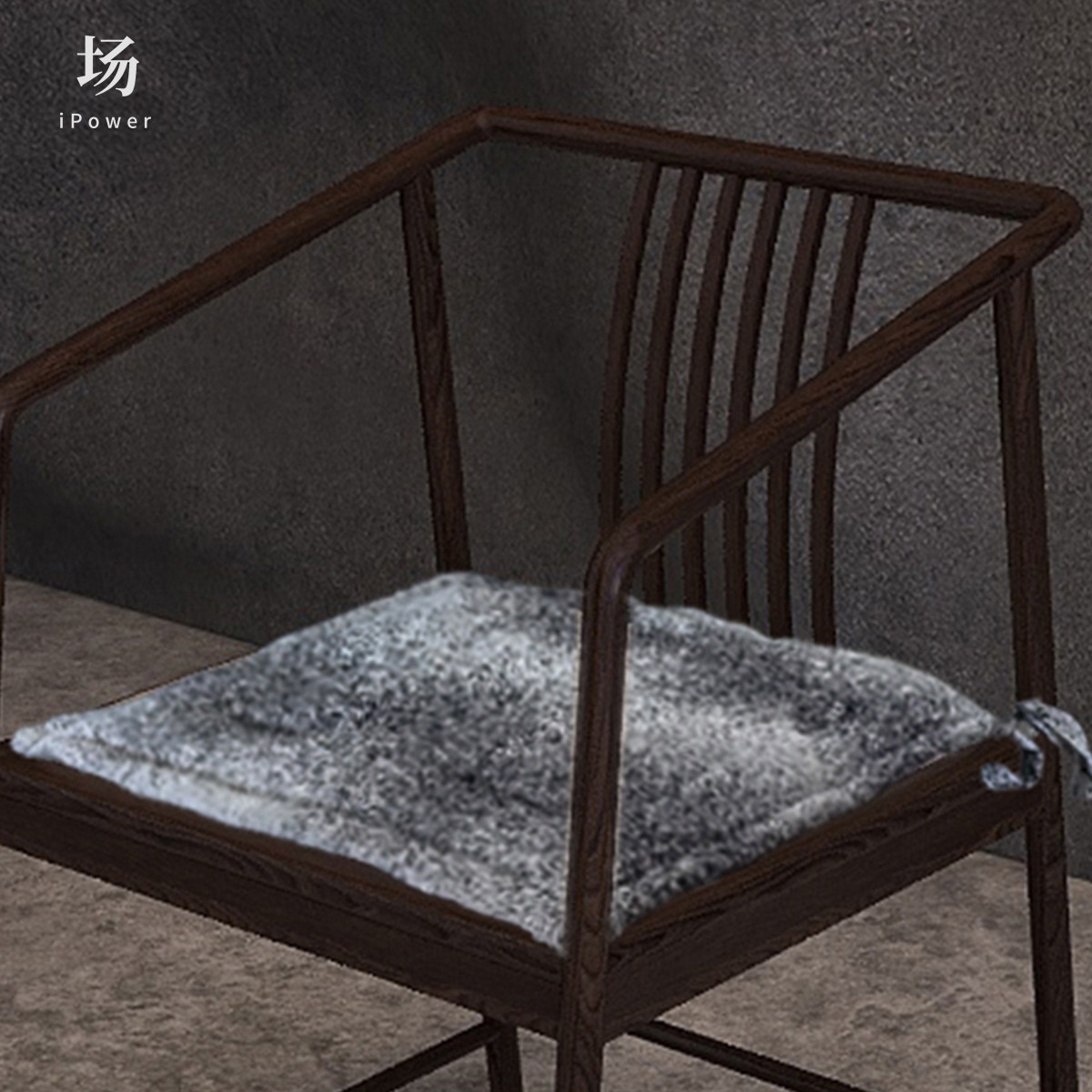 场iPower新中式亚麻椅垫夹棉椅子坐垫透气舒适家居办公冬季方形