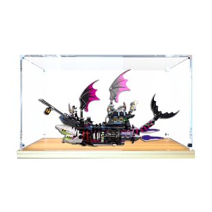 适用乐高 71469梦魇鲨鱼船积木模型收纳透明亚克力展示柜防尘架