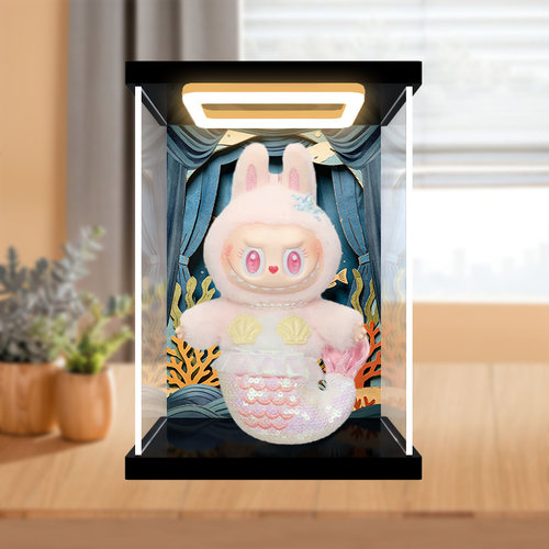 佳寻适用泡泡玛特飞翔的LBUBU系列MOKOKO美人鱼搪胶毛绒展示柜