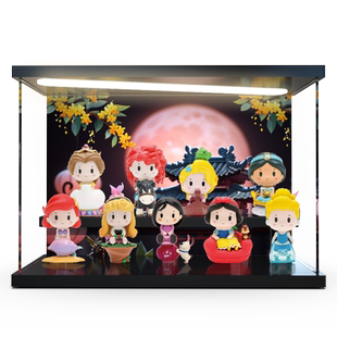 适用POPMART泡泡玛特 迪士尼公主专属座驾系列灯光展示柜收纳架