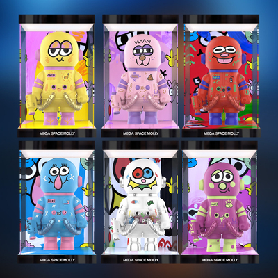 泡泡玛特MOLLY 400%乔恩·伯格曼SPACE CADETS系列手办收纳展示柜