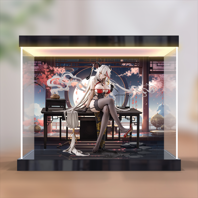 适用 碧蓝航线 埃格妮丝 埃吉尔 金龙腾祥云手办灯箱款防尘展示柜