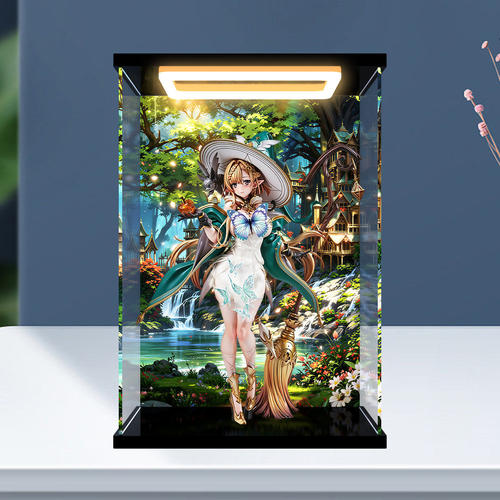 适用VERTEX 精灵村 第18村民 赫泽尔手办模型 亚克力回灯展示盒