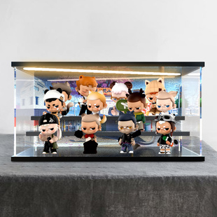 适用POPMART泡泡玛特KUBO每时每刻系列手办盲盒灯光亚克力展示柜