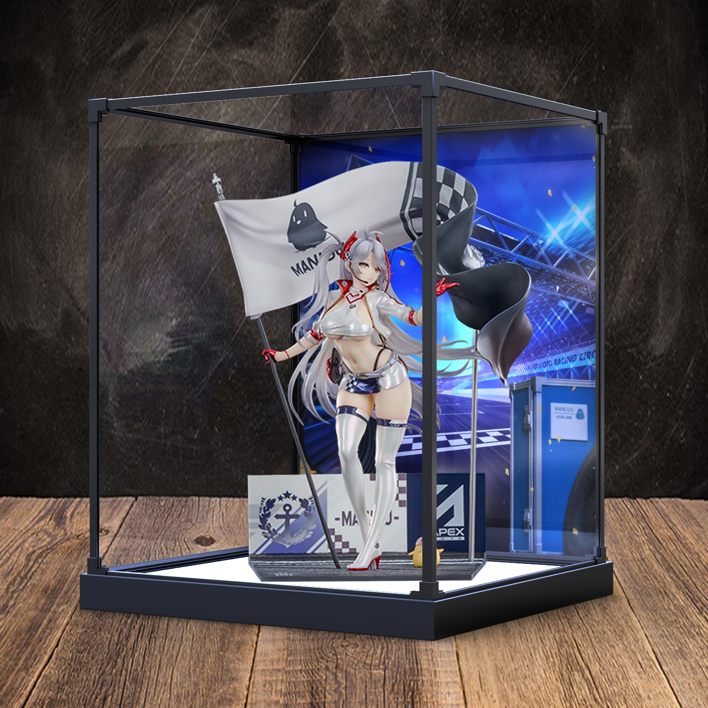 适用APEX-TOYS碧蓝航线欧根亲王FinalLap手办防尘罩合金框展示柜