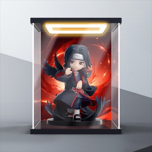 适用泡泡玛特火影忍者大战晓组织系列盲盒手办亚克力回型灯展示柜