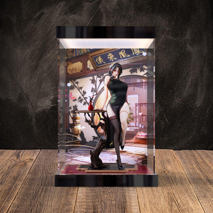 适用真丝袜追视眼温感漆旗袍系有凤来仪手办亚克力灯箱高清展示柜