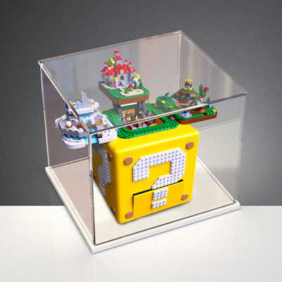 亚克力展示柜适用乐高71395马里奥问号砖透明积木模型收纳防尘罩