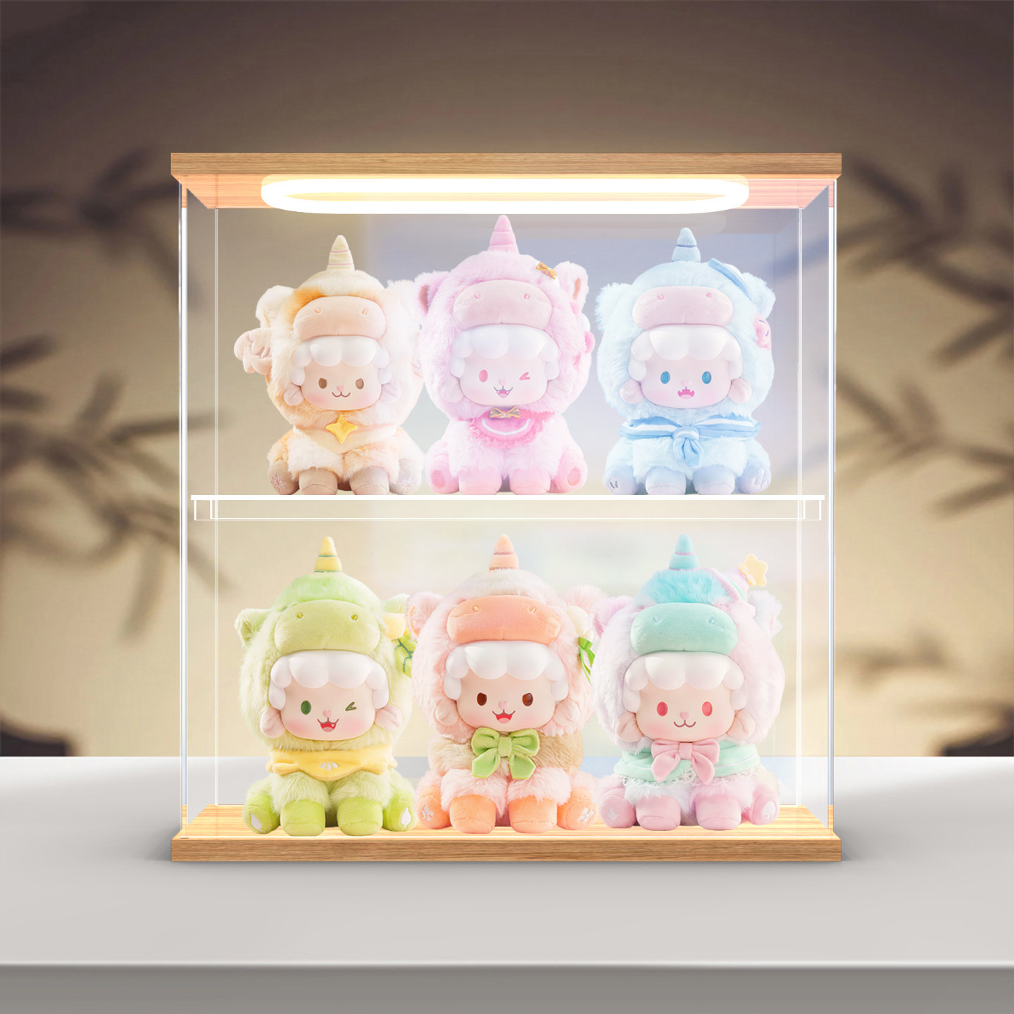 佳寻适用TOPTOY卷卷羊梦幻小马毛绒公仔包包挂件盲盒灯光展示盒