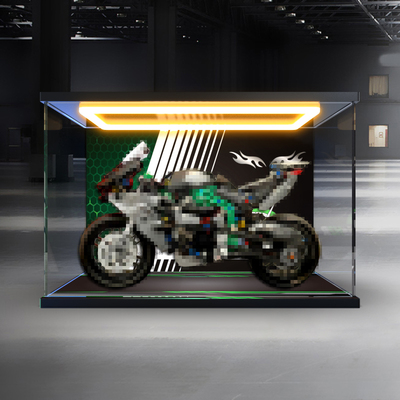 适用42170机械组川崎Ninja H2R摩托车模型高清防尘罩回型灯展示柜