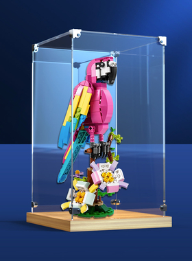 亚克力展示柜适用乐高三合一系列31144 粉色异域鹦鹉积木 防尘架