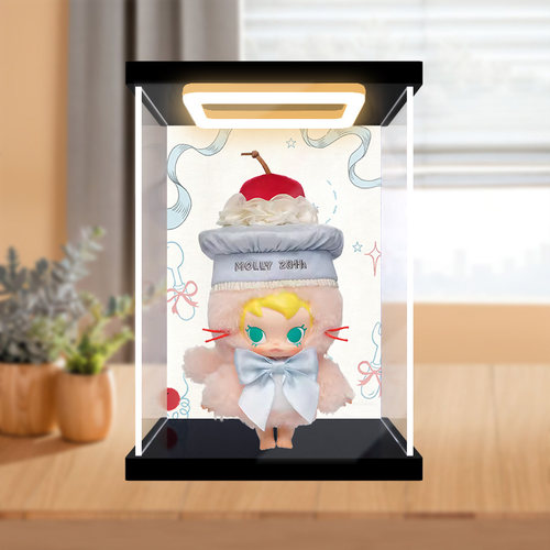 佳寻适用泡泡玛特Baby Molly20周年搪胶毛绒吊卡回灯展示盒