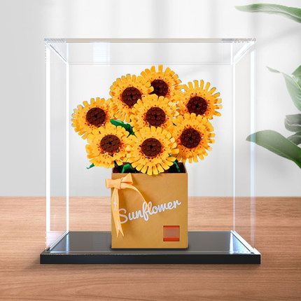 适用乐高40524/40460玫瑰花向日葵创意系列花束收纳亚克力展示盒