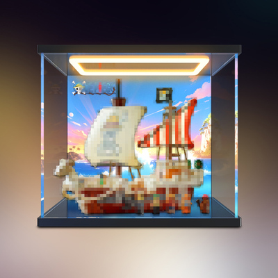 适用乐高75639航海王前进梅利号海贼船积木模型防尘罩回灯展示柜