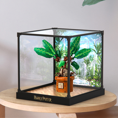 合金框展示柜适用乐高 76433 哈利波特曼德拉草植物模型防尘架子