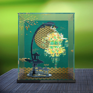 拼酷葡萄花鸟纹银香囊花灯宫廷古风3D立体金属手工拼图展示盒模型