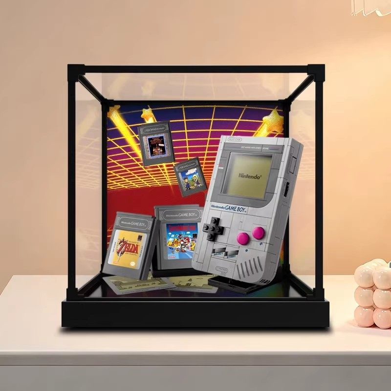 适用超级马力欧72046GameBoy游戏机拼装积木防尘罩合金框架收纳柜