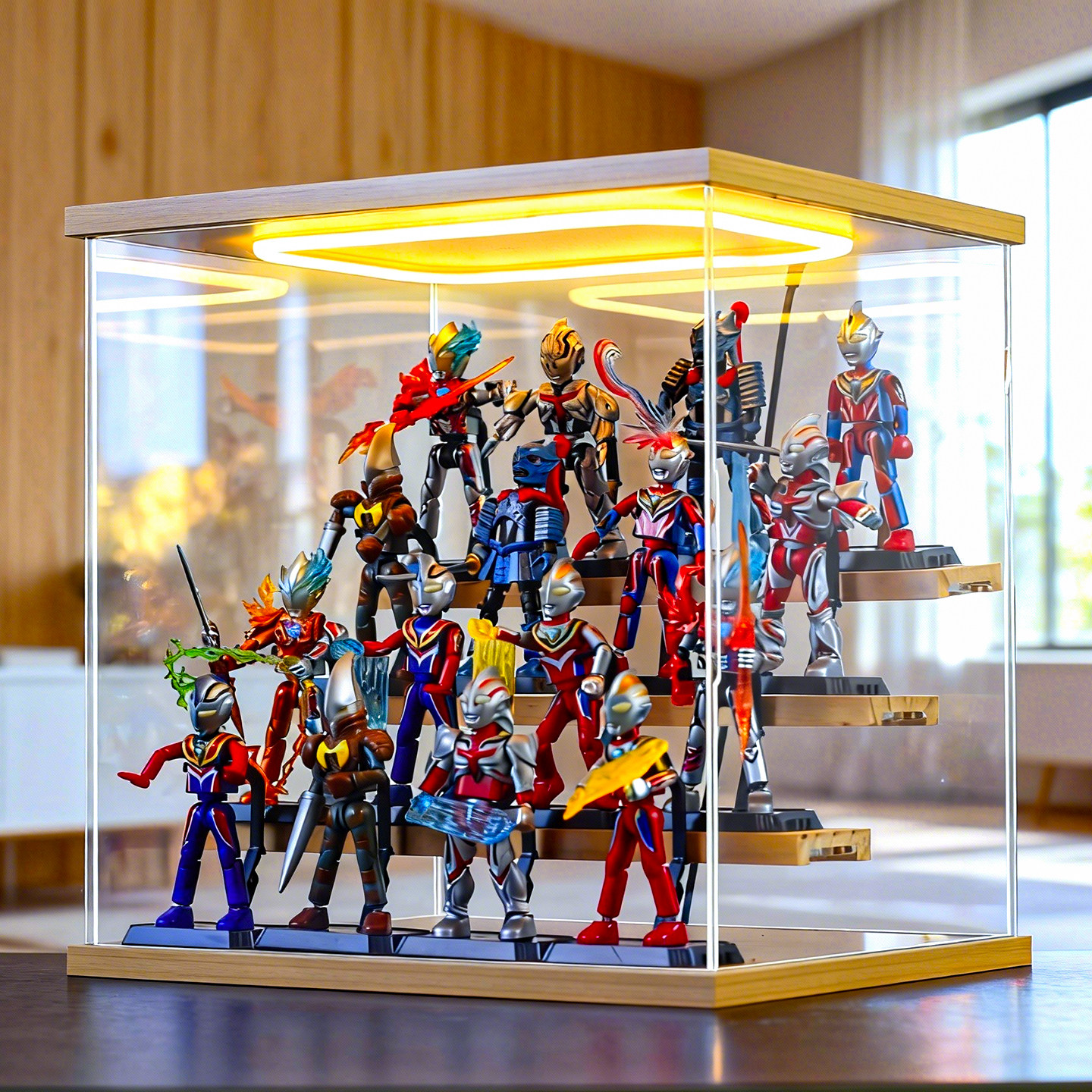 布鲁可奥特曼透明展示盒玩具透明柜子假面骑士积木公仔手办收纳架