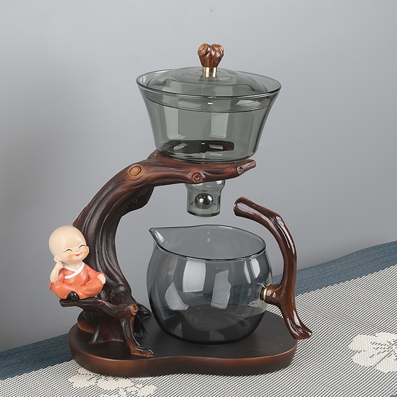 创意小和尚玻璃茶具套装自动出水懒人功夫茶壶耐热泡茶神器