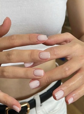 ins高级风白色海莉纯手工穿戴甲气质显白欧美方形美甲短款甲片