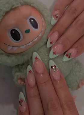 ins高级风系列法式风纯手工穿戴甲气质显白欧美ins风美甲甲片