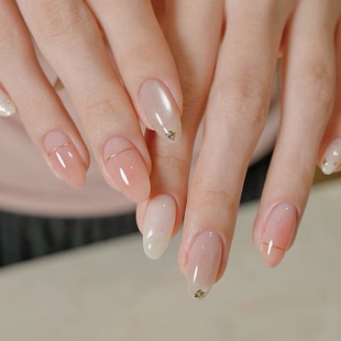 ins风高级简约韩系纯手工穿戴甲气质显白杏仁美甲短款 甲片xg