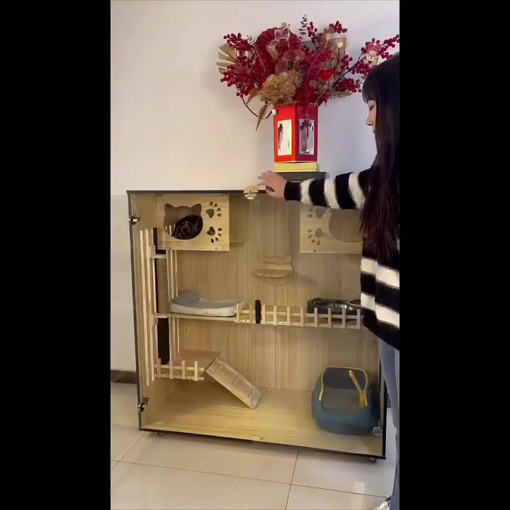 猫别墅木质猫笼子家用室内